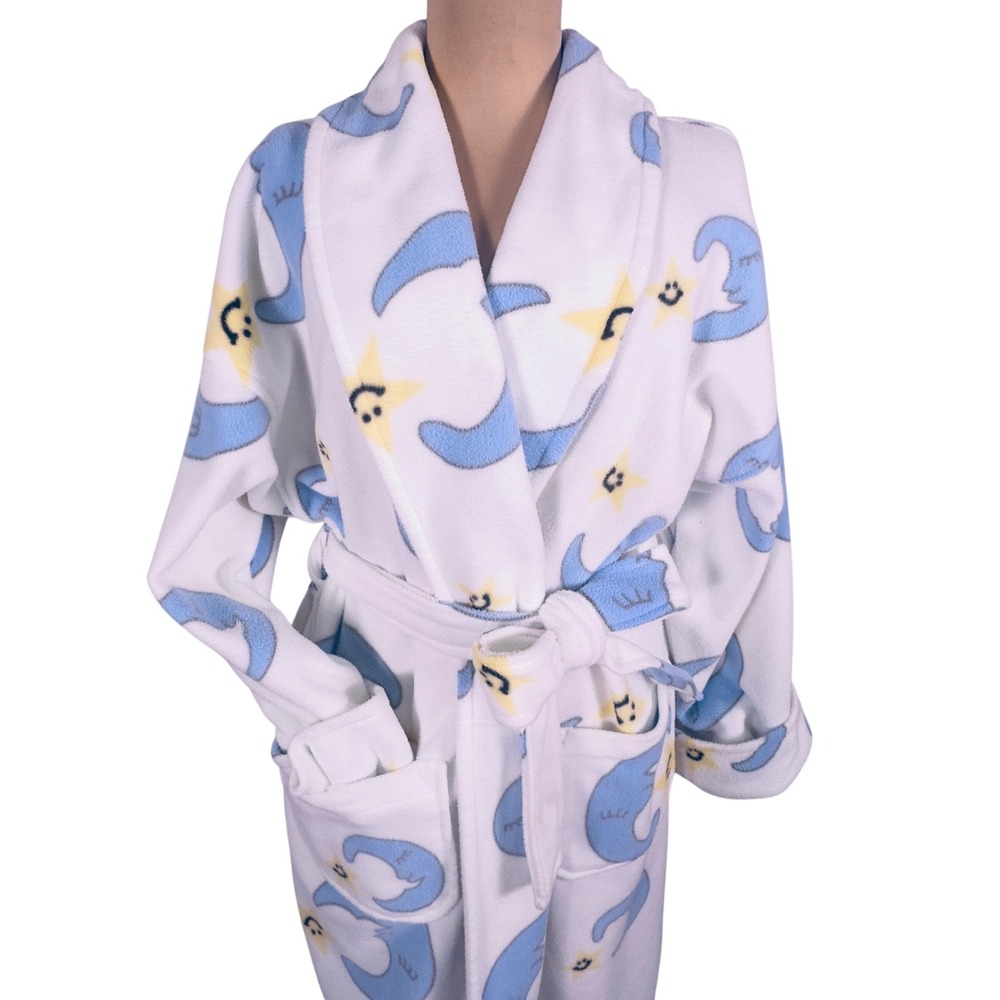 Aegean Apparel Canyon Group Y2K Fleece Robe O/S Celestial Smiley Sun & Moon Cozy